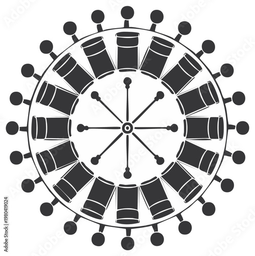 Circular Graphic Design of a Centrifuge Rotor with Tubes and Outer Ring of Circles