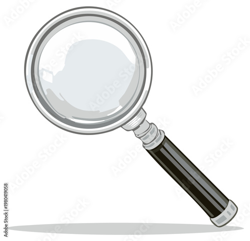 Magnifying Glass with Black Handle, Magnification Tool, Search Icon, Discovery