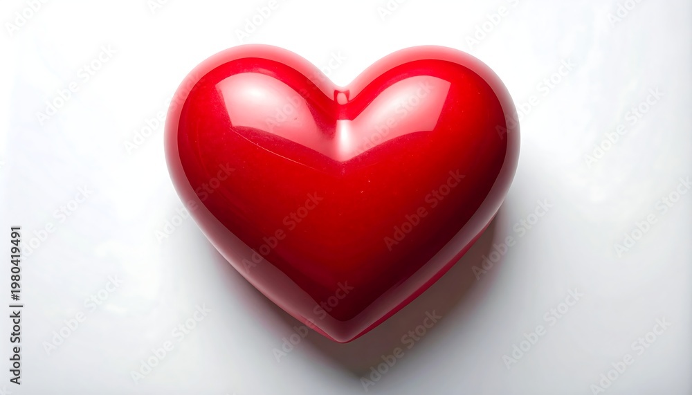 Obraz premium A shiny red heart on a white surface