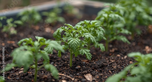 Transplanted tomato seedlin...