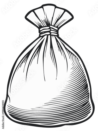 Vintage-style illustration of a knotted sack or bag