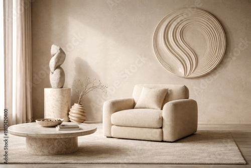 Minimalist living room with...