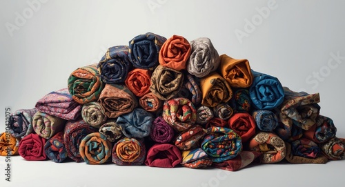 Pile of colorful patterned ...