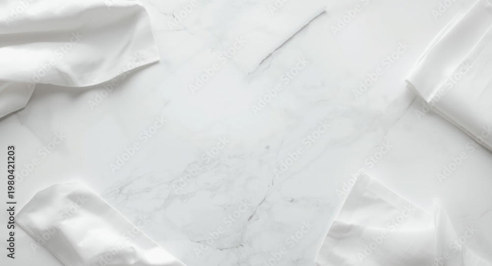 Fototapeta premium Top down flat lay of pristine napkins placed on an even white backdrop