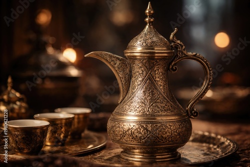 Traditional dallah coffee p...