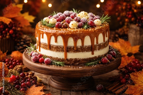 Festive Caramel Cake with C...