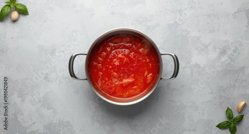 Tomato sauce bubbling in a ...