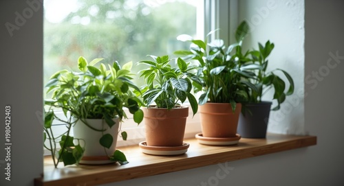 Three green houseplants in ...