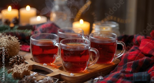 Steaming hot tea in clear g...