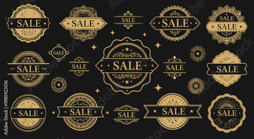 Golden Sale Discount Labels Collection.