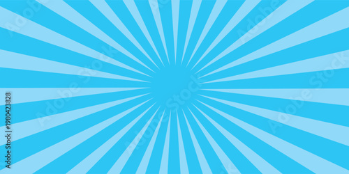 Comic background. Pop art texture. Starburst cartoon style. Anime design with explosion effect for print. Fun dot pattern. Blue backdrop with halftone gradient. Funny line frame. Vector illustration