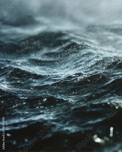 Rough Ocean Waves with Rain