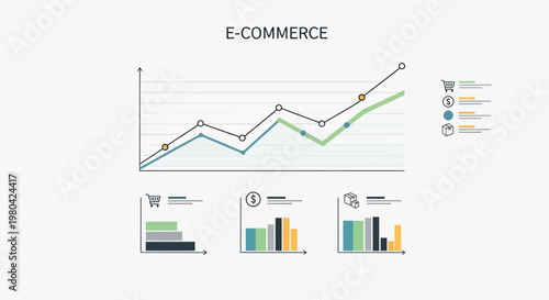 E-commerce, business growth, finance, infographic elements, vector graphics, charts, graphs, analysis, statistics, 25 icons and graphs