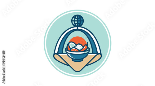 Abstract Logo Design with a Bowl and Globe