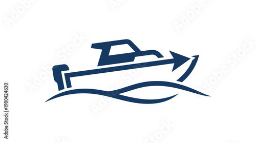 Minimalist Boat Silhouette on White Background