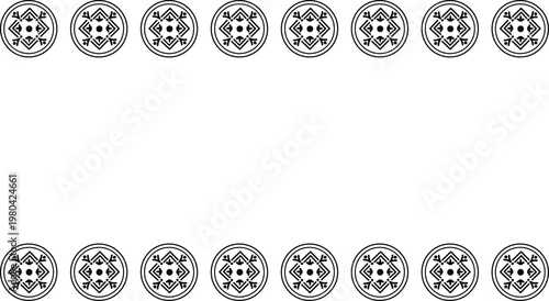 Seamless vector illustration of a round frame made of white eggs and circles in a black art pattern set for a sport soccer ball wallpaper design