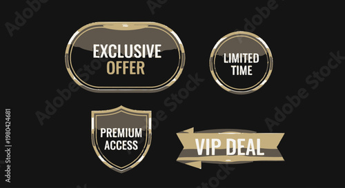 Golden Exclusive Offer VIP Deal Labels.