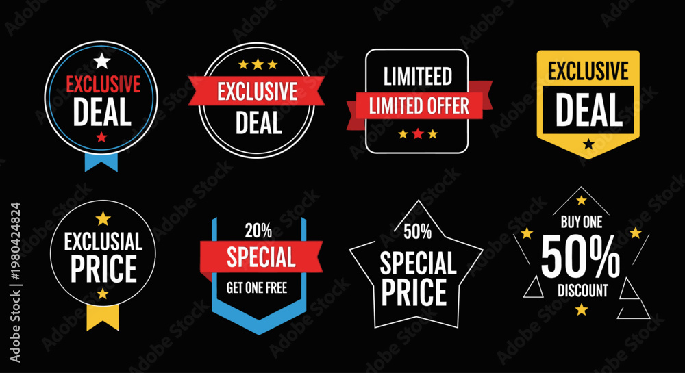 Obraz premium Exclusive Deal Discount Labels Collection.
