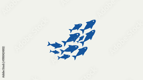 Abstract Graphic Of A School Of Fish Swimming Together