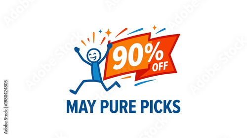 May Pure Picks 90% Off Sale With Cheerful Character