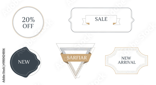 Sale discount labels and tags.