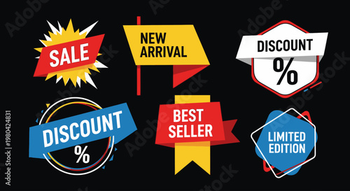 Discount Sale Shopping Labels Icons.