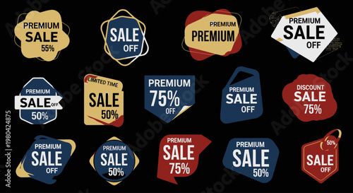 Collection of sale discount labels.