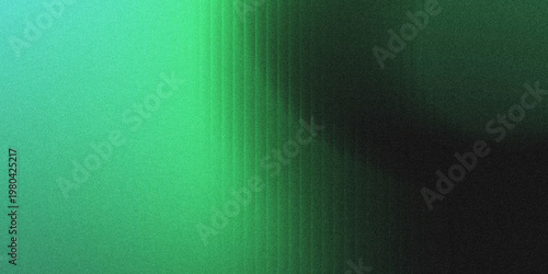 Photos Abstract green gradient background with vertical glass-like grooves, grainy noise texture, transitioning from bright mint to deep dark green