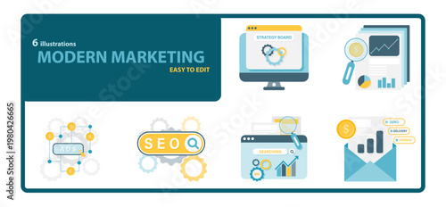 Modern Digital Marketing and Online Business Promotion Set