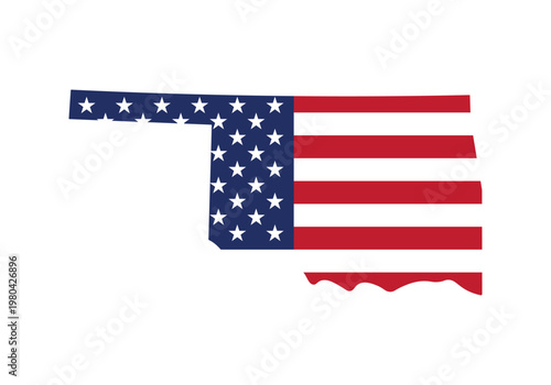 Oklahoma map silhouette with American flag