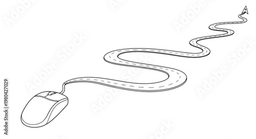 Computer Mouse Cable Turning into Path Concept