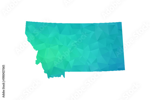 Montana Map - Polygon Style Vector Illustration in Green and Blue Gradient, Low Poly Geometric Design, Isolated on White Background, Perfect for Infographics and Learning Use.