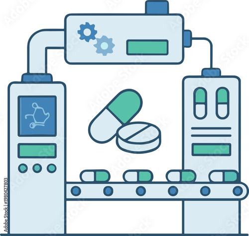 Medicals production and bioengineering illustration
