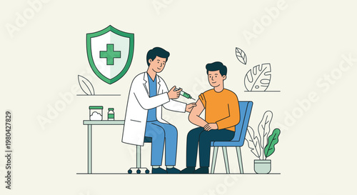 Flat Minimalist Illustration Set of Startup Pitch, Ocean Cleanup, Digital Healthcare, E-learning, Marketing Analytics, Airport Kiosk, Coffee Brewing, VR Gaming, Rocket Launch, and Home Plant Decoratio