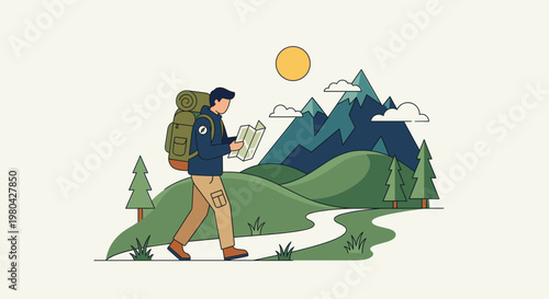 Flat Minimalist Illustration Set of Startup Pitch, Ocean Cleanup, Digital Healthcare, E-learning, Marketing Analytics, Airport Kiosk, Coffee Brewing, VR Gaming, Rocket Launch, and Home Plant Decoratio