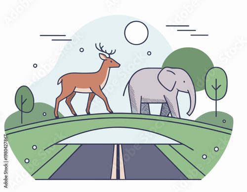 Flat Minimalist Illustration Set of Startup Pitch, Ocean Cleanup, Digital Healthcare, E-learning, Marketing Analytics, Airport Kiosk, Coffee Brewing, VR Gaming, Rocket Launch, and Home Plant Decoratio