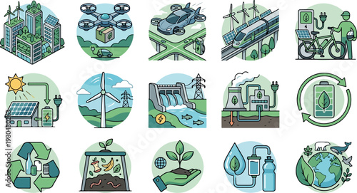 Eco friendly sustainable living and renewable energy concepts