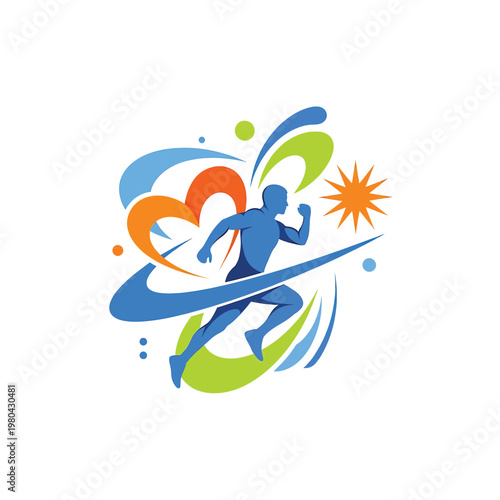 Runner in Motion with Abstract Design.