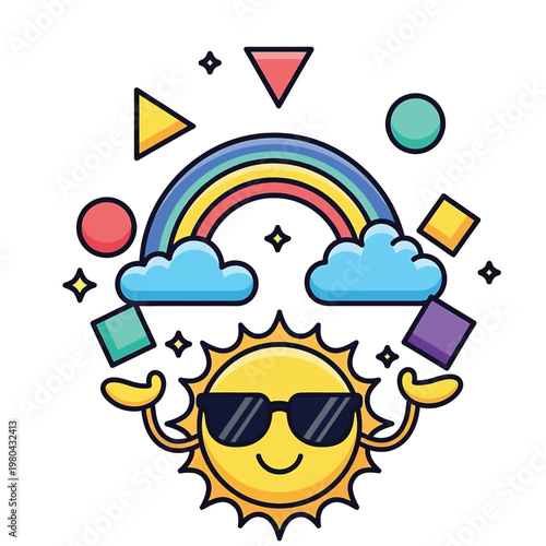 Smiling Sun Wearing Sunglasses.