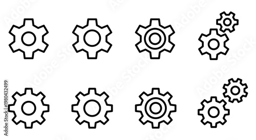 設定・歯車のベクター線画アイコンセット