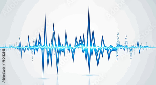 Audio waveform illustration blue sound wave pattern on white background