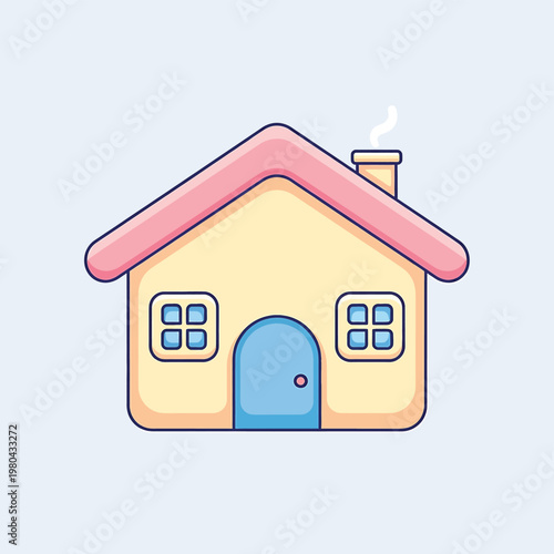 Simple Cartoon House with Roof.