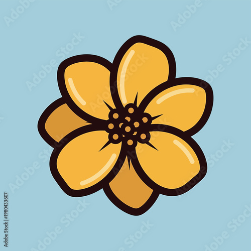 Simple Yellow Cartoon Flower Illustration.