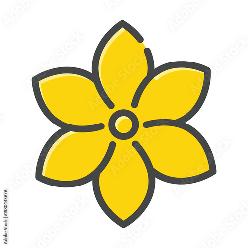 Simple Yellow Flower Icon Graphic.