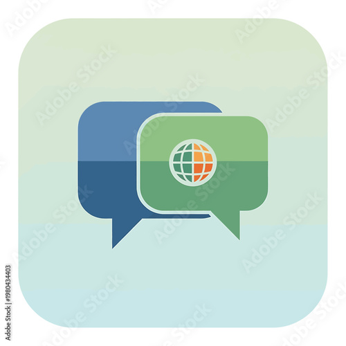 Speech Bubbles with Globe Icon.