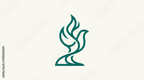 Elegant Green Dove Logo on Cream Background