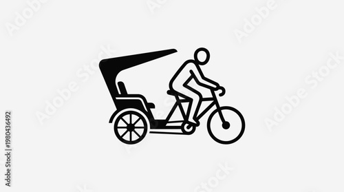 Minimalist Icon of a Rickshaw Bicycle