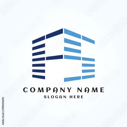 Letter FS logotype for real estate with hexagon style design template. House property logo vector