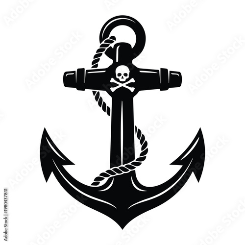 Pirate Anchor Shape Icon Silhouette Vector black design on a white background
