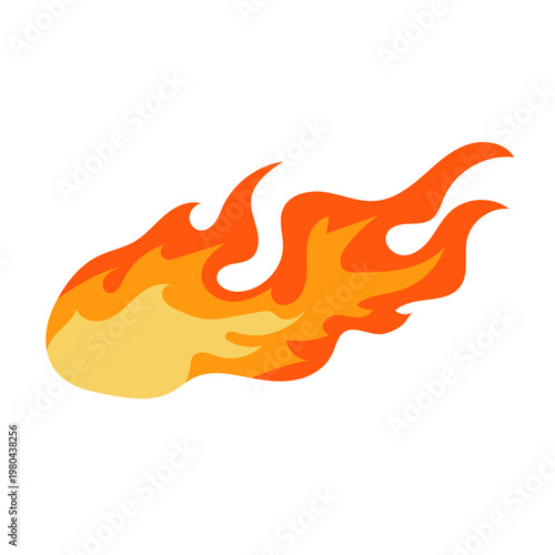 Flying Fireball Shooting Flame Horizontal Vector